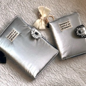 몽쉐리103 실버 누빔 패브릭 북커버 다이어리커버, 블랙