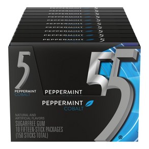 5껌 페퍼민트 코발트 무설탕 껌 10팩/ Wrigley's 5 Gum Cobalt Peppermint (15 ct. 10pk.)