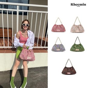 [리민] RHEEMIN TWEED MUFFY wide chain bag - PINK