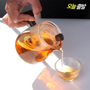 우드핸들 유리티포트 500ml 나무 손잡이 유리숙우 차주전자 내열 티팟 티메이커