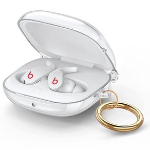 Beats Fit Po 케이스 커버 비츠 핏 프로 2021용 AIRSPO 투명 충격 방지 보호 이어버드 커버 키체인 포함 (투명)