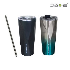 키친아트 보온보냉 스텐텀블러 600ml+스텐빨대1P, 블랙, 600ml, 1개