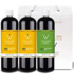 웰던커피 더치커피 콜드브루 500ml 3병선물세트 에티오피아+에티오피아+브라질, 3개