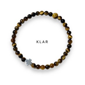 클라(KLAR) 호안석(Tiger's Eye) 실버 정십자가(중) 팔찌 (4mm)