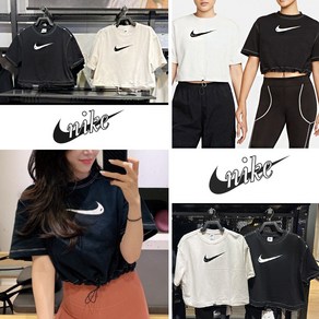 [정품특가] 나이키 NIKE 스우시 여성 플리스 크롭 반팔 탑 DM6745-010 030