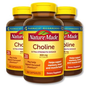 Natue Made Choline 네이처메이드 콜린 800mg 180캡슐, 180정, 3개