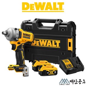 디월트 DCF892P2T 브러쉬리스 미드토크 임팩트렌치(1/2인치) 20V 5.0Ah배터리2개세트, 1개