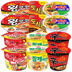 컵라면 6종 세트 왕뚜껑 2개 + 도시락 2개 + 육개장사발면 2개 + 진라면매운맛 2개 + 참깨라면 2개 + 신라면 2개, 1세트