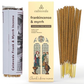 Calmveda Chuch Fankincense and Myh Incense - ( Calmveda Chuch 유향 및 몰약 향 - (80 스틱) 업사이클 꽃으로 만든 숯, 유향과 몰약 향 - 숯 없음, 유향과 몰약 향 - 숯 없음 Calmveda Chuc