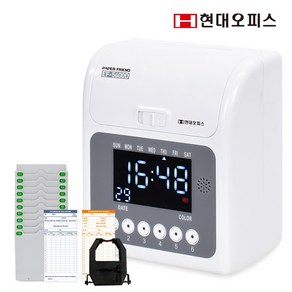 현대오피스 페이퍼프랜드 출퇴근기록기 EF-5600D +카드100매 +20인카드함 6란인자 디지털표시방식 지각조퇴표시, 단품, 1세트