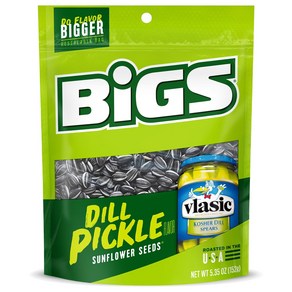 BIGS Vlasic Dill Pickle Sunflowe Seeds Keto Fie BIGS Vlasic 딜 피클 해바라기씨 케토 친화적 간식 저탄수화물 라이프스타일, 1개, 151g