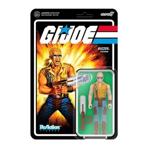 Supe7 G.I. Joe Cimson Guad 9.5cm3.75인치 액션 피규어 액세서리 포함 클래식 만화 수집품 및 레트로 장난감 701379, 버저