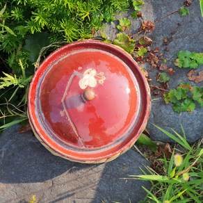 보산토기 진달래 핸드메이드 도자기 뚜껑 찜그릇 샐러드 반찬그릇 간식그릇, 진사, 1개
