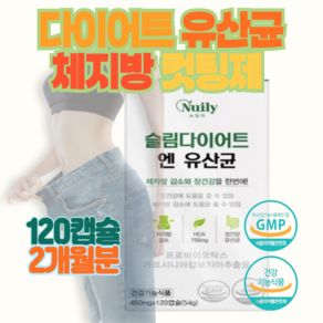 다이어트 유산균 가르시니아 HCA 장건강 슬림다이어트유산균 프로바이오틱스 가세리 람노서스유산균 프롤린 탄수화물 컷팅제, 1세트, 120정