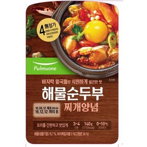 찬해물순두부찌개양념 140g 찬마루 냉장, 1개