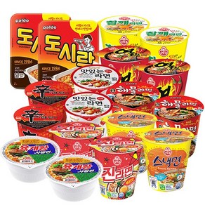 컵라면 9종 세트 (맛있는 라면 2p + 도시락 2p + 육개장 사발면 2p + 일품 해물 2p + 신라면 2p + 진라면 매운맛 2p + 열라면 2p + 참깨라면 2p + 스낵면2p), 1세트