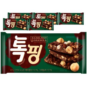 오리온 톡핑 헤이즐넛 & 그래놀라, 43g, 6개