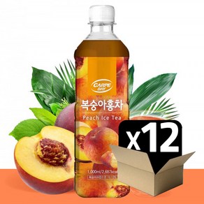 까르페 복숭아홍차 1000ml X 12개 과일 음료 아이스티, 1L