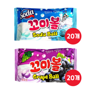 꼬미볼 소다맛 40g 20개 + 포도맛 40g 20개 (총40개), 40개