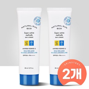 더페이스샵 내추럴선에코 슈퍼 액티브 리프세이프 선크림 SPA50+ PA++++, 80ml, 2개