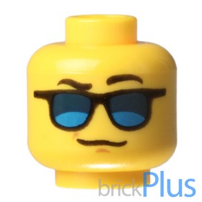 레고 부품 옐로우 헤드 머리 선글라스 Yellow Minifig Head Glasses with Blue Sunglasses 6192134 3626cpb1837, 1개