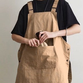 두리앤고 남녀공용 앞뒤 양면 카페 앞치마 방수, 베이지, 1개