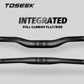 TOSEEK 탄소 섬유 자전거 MTB 핸들바 산악 자전거 라이저 플랫 핸들바 스템 31.8mm 무광 블랙 광택 로고