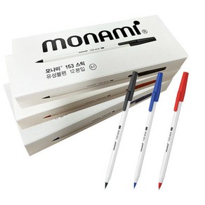 모나미 153 스틱 유성볼펜 0.7mm x 12p, 적색, 1개