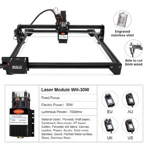 레이저커팅기 휴대형 소형 wainlux 레이저 조각사 diy 레이저 조각 절단기 프린터 7w 30w 40w cnc 라우터 로고 조각 컷 나무가죽금속, 에게, 1개