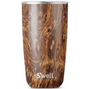 스웰 Swell 슬라이드 오픈 뚜껑이 있는 스텐 텀블러 532.3ml 18온스 로즈 마블 3중 레이어 물통, 9) 18 oz - 티크우드, 1개