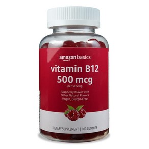 Amazon Basics Vitamin B12 500 mcg Gummies - Nomal Amazon Basics 비타민 B12 500mcg 구미 - 정상적인 에너지 생산 및 대, 249.48g, 100정, 1개