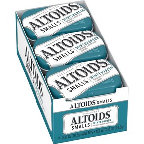 Altoids Mints Smalls Wintegeen Suga Fee 알토이즈 스몰 윈터그린 무설탕 캔디 0.37oz(10.5g) 9팩, 9박스, 10.5g