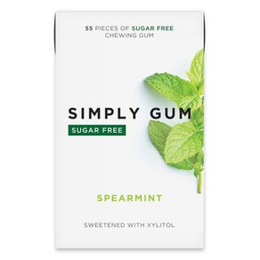 Simply Gum 껌 심플  무설탕 자일리톨 츄잉껌 버라이어티 팩 - 버블껌 페퍼민트 스피어민트 6개 (총 90개) 합성 프리 + 설탕 아스파탐, 1개