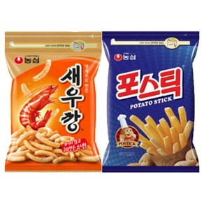 농심 새우깡 400g + 포스틱 270g 대용량 지퍼백 과자 세트, 1세트