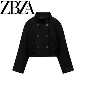 자라코트 ZARA 더블 브레스트 크로스 스타일 쇼트 자켓