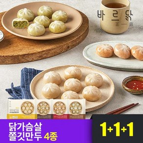 [바르닭] 닭가슴살 쫄깃만두 4종 1+1+1, 쫄깃만두 숯불갈비맛 1+1+1, 3개