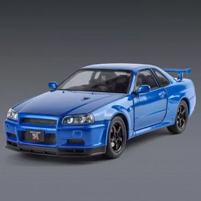 닛산 스카이라인 GT-R R34 2도어 쿠페 1대24 1:24 자동차 미니카 모형 다이캐스트 꿈꾸는다락방, 블루, 1개
