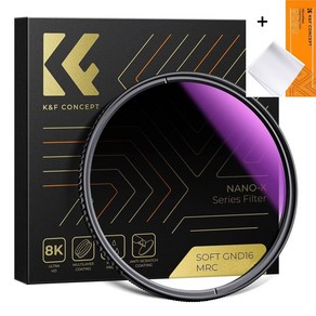 K&F Concept 82mm NANO-X MRC GND16 (1.2) 그라데이션 원형필터 - Soft Gradient ND16 (4 Stops) Filter + Cloth