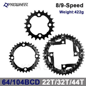 Prowheel MTB 3단 체인링 8 9 10 11단 22/32/42T 체인휠 22/32/44T 스프로킷 22/30/40T 크랭크셋 64/96/104 BCD