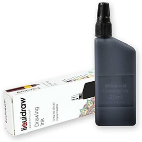 Liquidaw 로트링 테크니컬 펜 방수 드로잉 잉크 블랙 25ml (로트링 아이소그래프 펜과 호환 가능), 기본