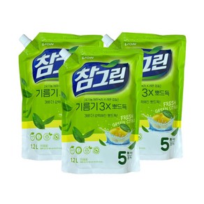 참그린 레몬 녹차 뽀드득 어드밴스 주방세제 리필 1.2L x 3개