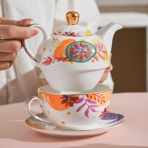 BLOWFISHFUGU 도자기 커피 잔 포트 본차이나커피잔세트 주전자 세트 400ML, A, 1세트