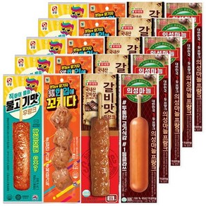 [다만세푸드] 불고기맛후랑크5+한입에꼬치다5+갈비맛프랑크5+의성마늘프랑크5 20개 /편의점 핫바 후랑크 소세지, 1g