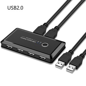 2포트 USB KVM 스위치 선택기 3.0 키보드 마우스 프린터 모니터용 4 개 장치 공유 케이블, 협력사, USB 2.0, 02 USB 2.0, 1개