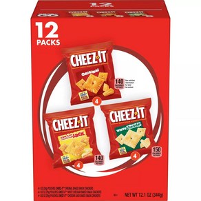 Cheez-It 베이크드 스낵 크래커 그레이트 포 온-더-고 3종 세트, 344g, 1개