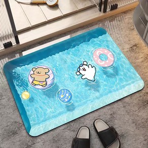 무드바이브 빨아쓰는 수영장 물결 짱구 규조토 발매트 욕실 주방 화장실 발매트, A, 1개