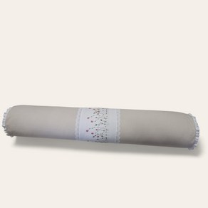 광목 자수 원 롱베개/사탕롱대쿠션/ 바디필로우, 원롱쿠션커버(백아이보리레드자수