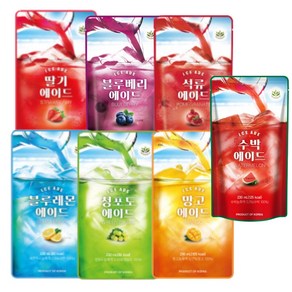 에이드 음료 파우치 230ml x30팩 수박 블루베리 석류 블루레몬 청포도 딸기 망고, 30개