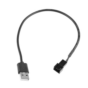 USB 2.0 수컷 ~ 3 핀 PWM 5V USB 소매 팬 전원 어댑터 케이스 용 팬 어댑터 커넥터 케이블, 검은색, 1개