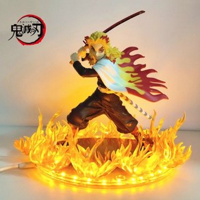 귀멸의칼날 악마 슬레이어 피규어 데몬 애니메이션 Demon Slayer Rengoku Kyoujurou Fire Led Scene DIY PVC 액션 21cm